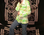 Iconically 1970s  .vintage stoner slash disco shirt .nature print .paper thin .acetate nylon love