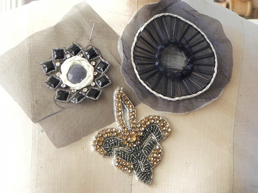mixed lot of 3 beaded sequence appliques