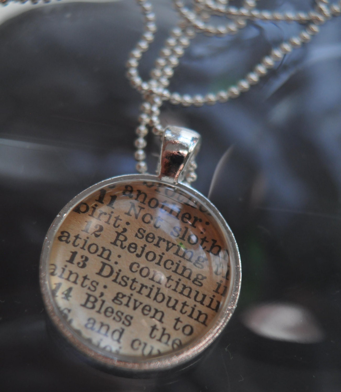 Vintage Bible Verse Pendant Necklace Romans 12:12-13