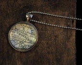 Map Pendant Necklace from Vintage Atlas Phoenix Arizona
