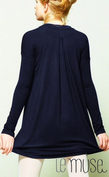 Deep blue Cotton A-line longsleeved LeMuse dress