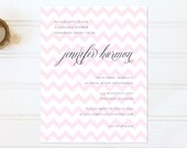 Pink Chevron Lingerie Shower Invitations - Sophisticated and Tasteful - Calligraphy Bridal Party Invites