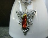 Butterfly Necklace - Padparadscha Crystal Necklace