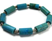 Turquoise Blue Beaded Stretch Bracelet Stone Southwestern Jewelry for her