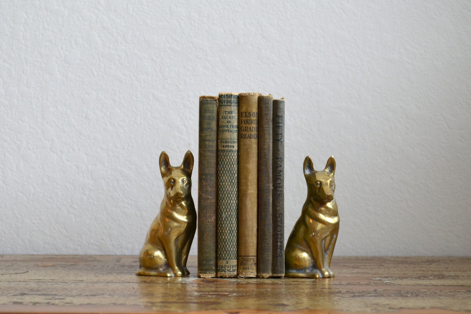 Vintage Pair of Brass German Shepherd Dogs