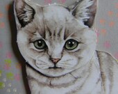 Gray kitten decoupage greetings card cat greetings card decoupage card - cats kittens pets - BLANK cat card -can be personalized