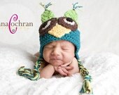 Little Hooter Earflap Owl Hat - Any size