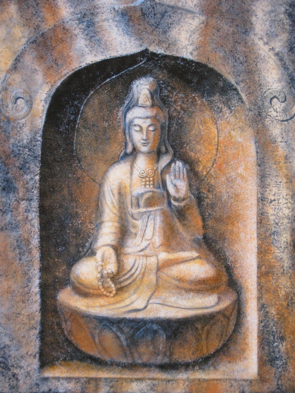 Goddess Kuan Yin meditation art female Buddha poster spiritual Zen Buddhist print 17x22