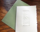 Handmade Card - Embossed Daisy with Green Envelope - Small