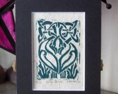 Handpulled Limited Edition Print: Celtic Birds, 5x7 matted print