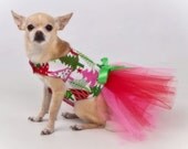 Christmas Trees Tutu Harness Dog Dress - Featured in Martha Stewart 2010 Holiday Gift Guide