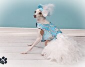 Baby Blue Feather Harness Dog Dress - Limited Edition