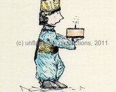Birthday Card-Little Prince With Cake Suitable For Framing