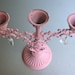 Vintage Pink Candelabra, Candle Holder, Crystals, Shabby and Chic, Cottage Chic, Paris Apartment