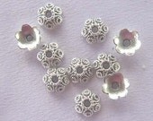 Antique Silver Bead Caps, 10 mm, Lead Safe, Pewter Alloy, 10 pieces, Jewelry Findings, Jewelry Supplies