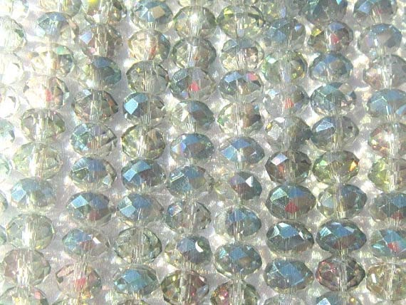 Czech Faceted Rondelles, 8mm Veridian Green, Jewelry Supplies