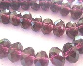 Amethyst Chinese Crystal Faceted Rondelles, 8 inch Strand, 8 x 5 mm
