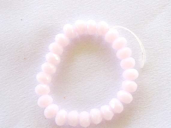 Czech Baby Pink Rondels, 6mm, 25 pieces per package