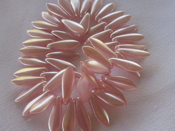 Czech Pink Satin Daggers, 16 pieces