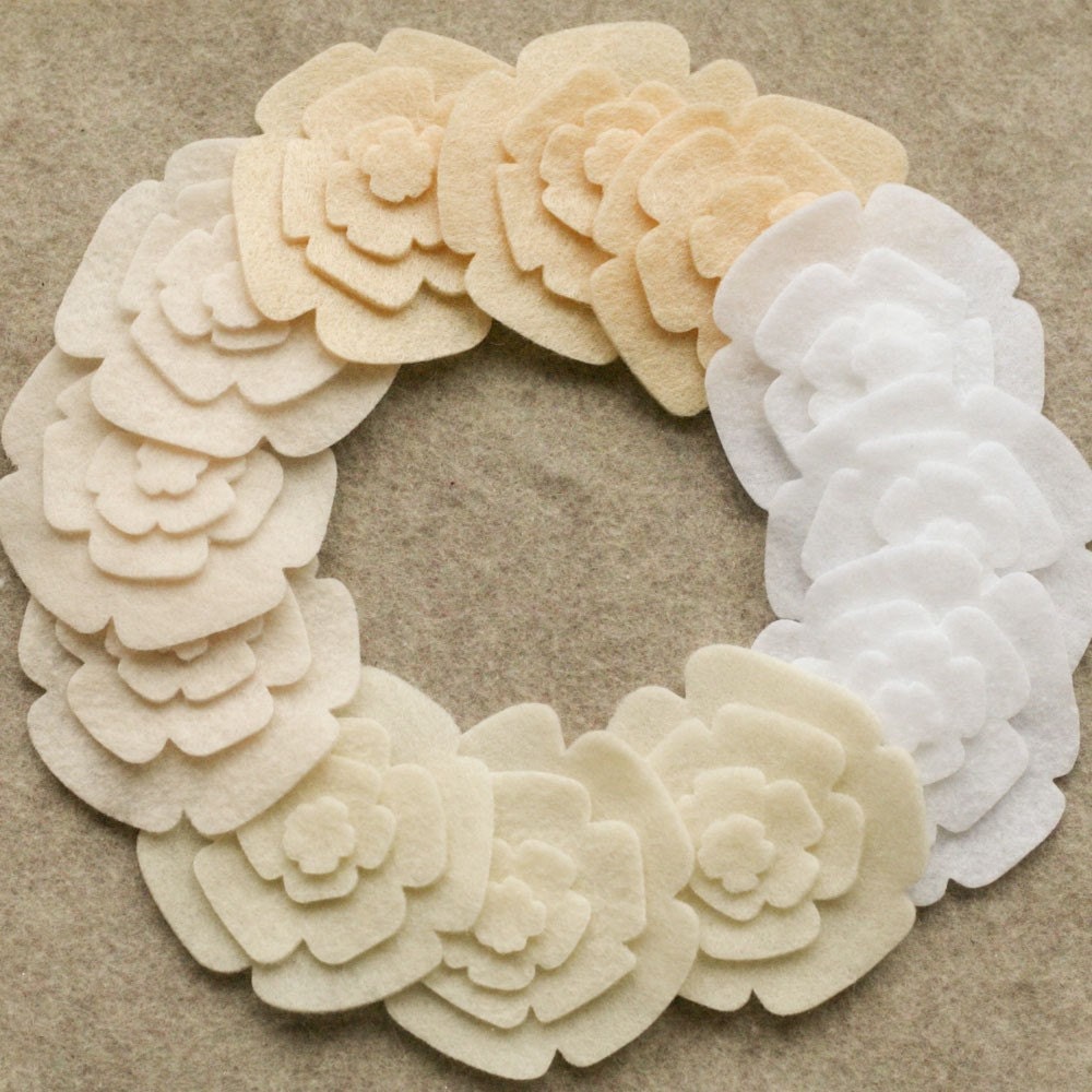 Antique Lace - Roses - 48 Die Cut Felt Flowers