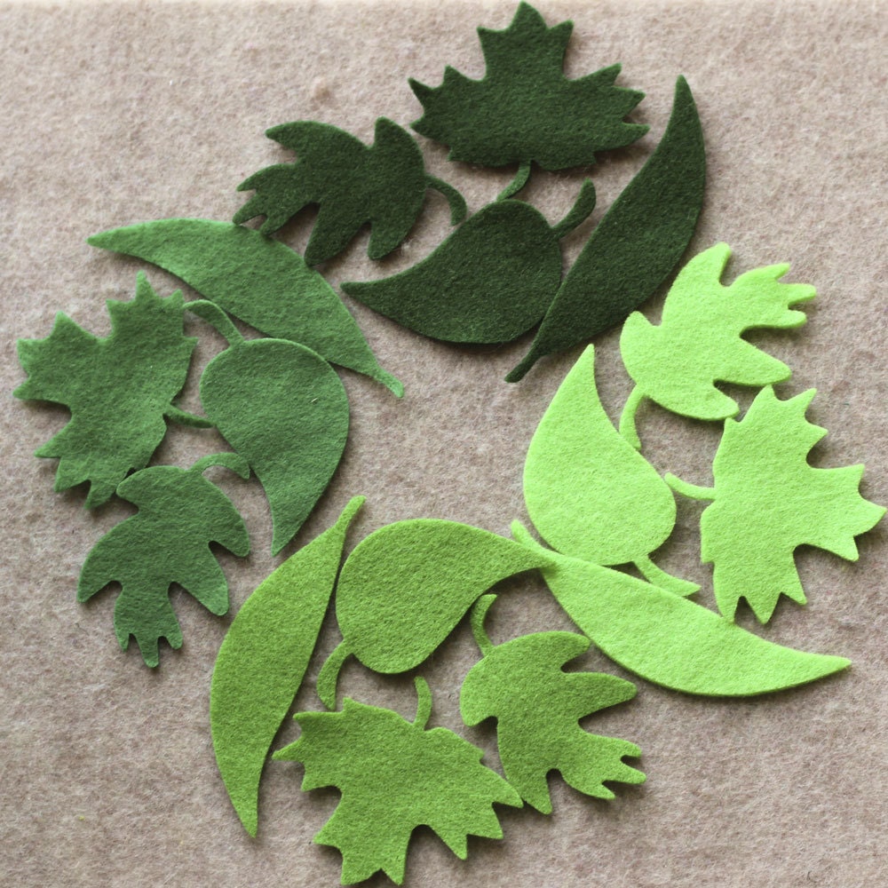 Green Day - Leaf Medley - 48 Die Cut Felt Shapes