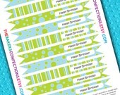 PRINTABLE Birthday Straw Flag Toppers in Baby Blue and Lime for Paper Straws, Cupcakes, Cake Pops - DIY