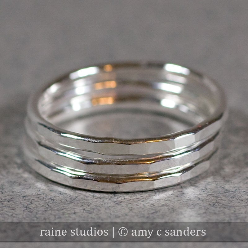 Hammered Sterling Ring Handmade Stacking Sterling Silver 14 gauge 14g 925 forged stacker stacking band