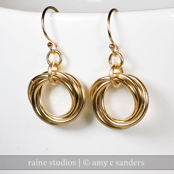 14k Gold Fill Love Knot Earrings Chainmaille Infinity Mobius Wedding Flower