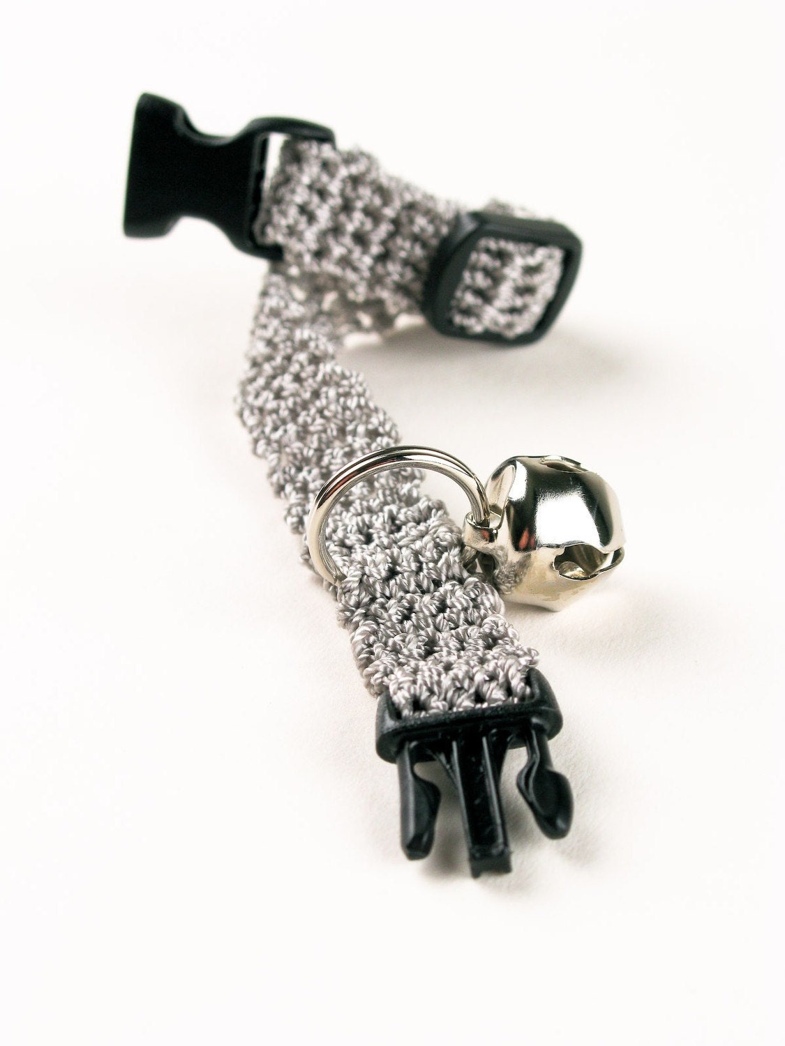 Cat Collar Crochet Steel Gray Kitty Kitten Breakaway Collar
