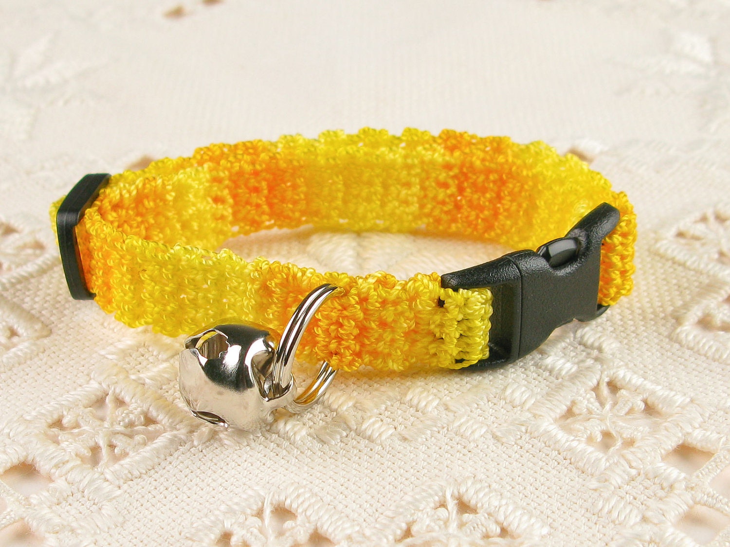 Crochet Cat Collar Golden Yellow