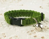 Cat Collar Crochet Green Breakaway Collar Kitty Kitten