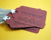 Sewing Sampler GIFT TAGS - set of 6 in mulberry