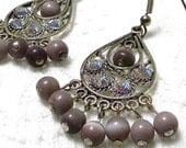 Cats Eyes Silver Drop Earrings