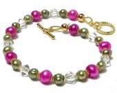 Beaded Bracelet, Pearl Bracelet, Pink Pearl Bracelet, Green Pearl Bracelet, Fashion Bracelet, Women's Bracelet, Women's Jewelry