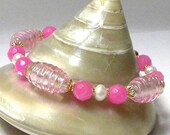 Beaded Bracelet, Pink Beaded Bracelet, White Pearl Bracelet, Pearl Bracelet, Fashion Bracelet, Women's Bracelet, Women's Jewelry