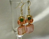 Beaded Earrings, Pink Beaded Earrings, Pink Crystal Earrings, Fashion Earrings, Dangle Earrings, Women's Earrings