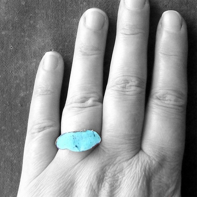Copper Ring Turquoise December Birthstone Handmade Ring Simple Raw Modern Organic Robins Egg Blue