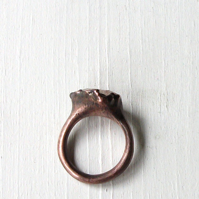 Morganite Copper Ring Pale Pink Peach Gem Stone Beryl Artisan Raw Gem Organic Oxidized For her