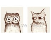owl and pussycat double portrait - fine art print (medium)