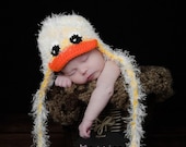 INSTANT DOWNLOAD Crochet Pattern Fluffy Duckie Ear-Flap Hat  (Includes 5 Sizes: Newborn to Adult ) Permission to sell all finished items