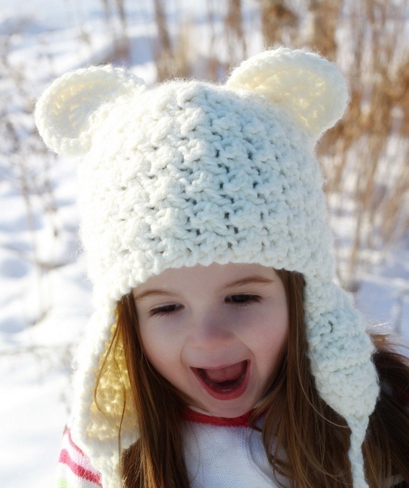INSTANT DOWNLOAD Crochet Pattern  Buddy Bear Hat with Flower (6 SizesPreemie to Adult ) Permission to sell all finished items
