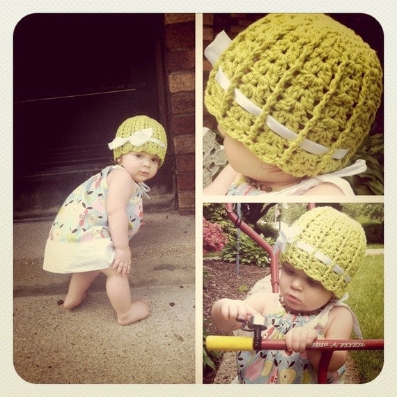 INSTANT DOWNLOAD Crochet Pattern Sweetly Scalloped Springtime Beanie - 6 Sizes Newborn to Womens Welcome to sell finsihed items