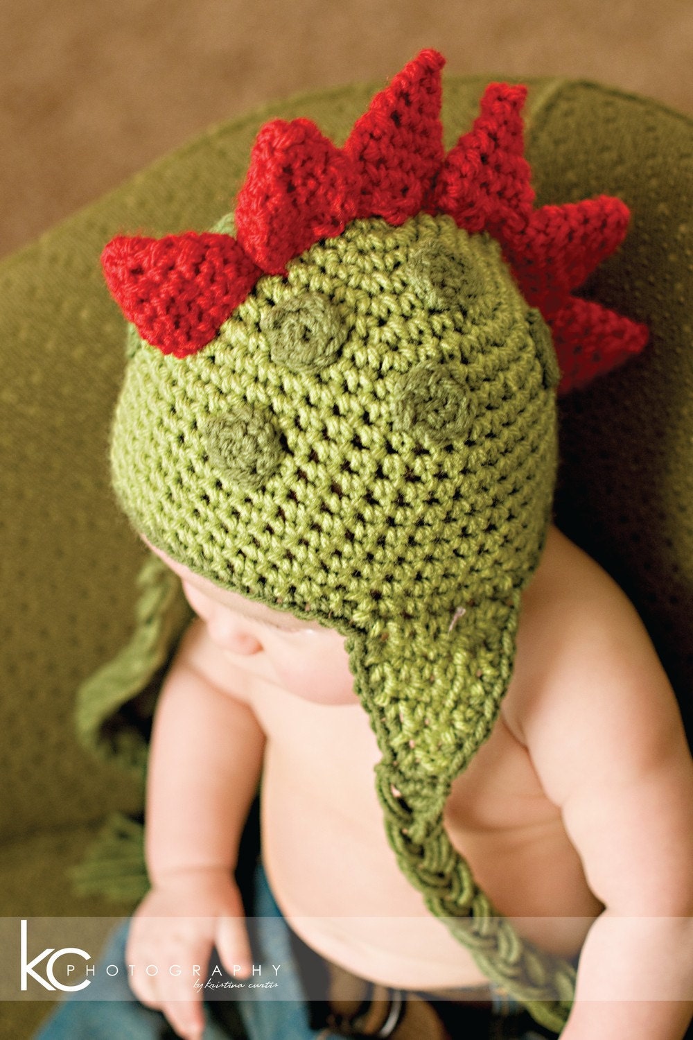 INSTANT DOWNLOAD Crochet Pattern Dinosaur Hat (5 Sizes Included Newborn to Adult)   Permission to sell all finished items
