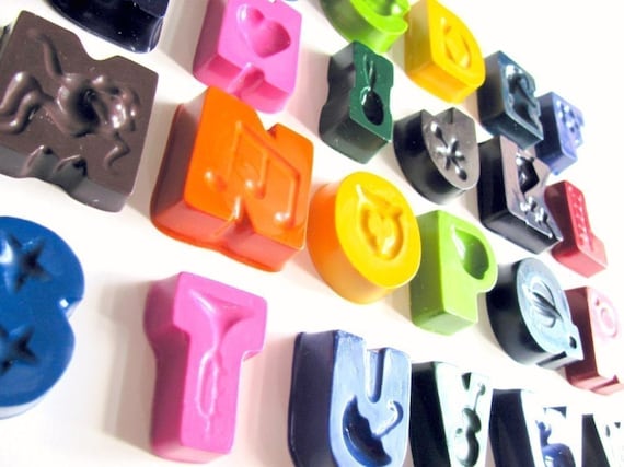 Alphabet Crayons -- Featured on HGTV Special -- Complete Set of Alphabet Letters and Storage Pouch