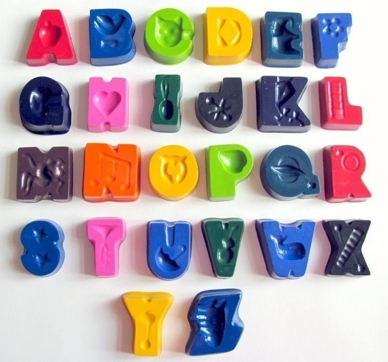 Alphabet Crayons -- Featured on HGTV Special -- Complete Set of Alphabet Letters and Storage Pouch