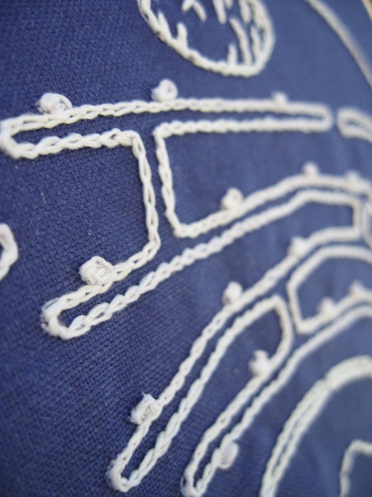 Blueprint Of Life... cell embroidered with glow-in-the-dark thread