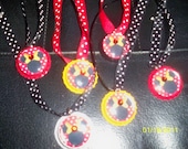 16 Minnie Mouse Red Black Yellow Bottlecap Ribbon Necklaces Party Favors Made to order