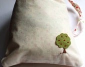 Cherry Tree Bag / Drawstring Lunch Bag / Reusable Fabric Pouch