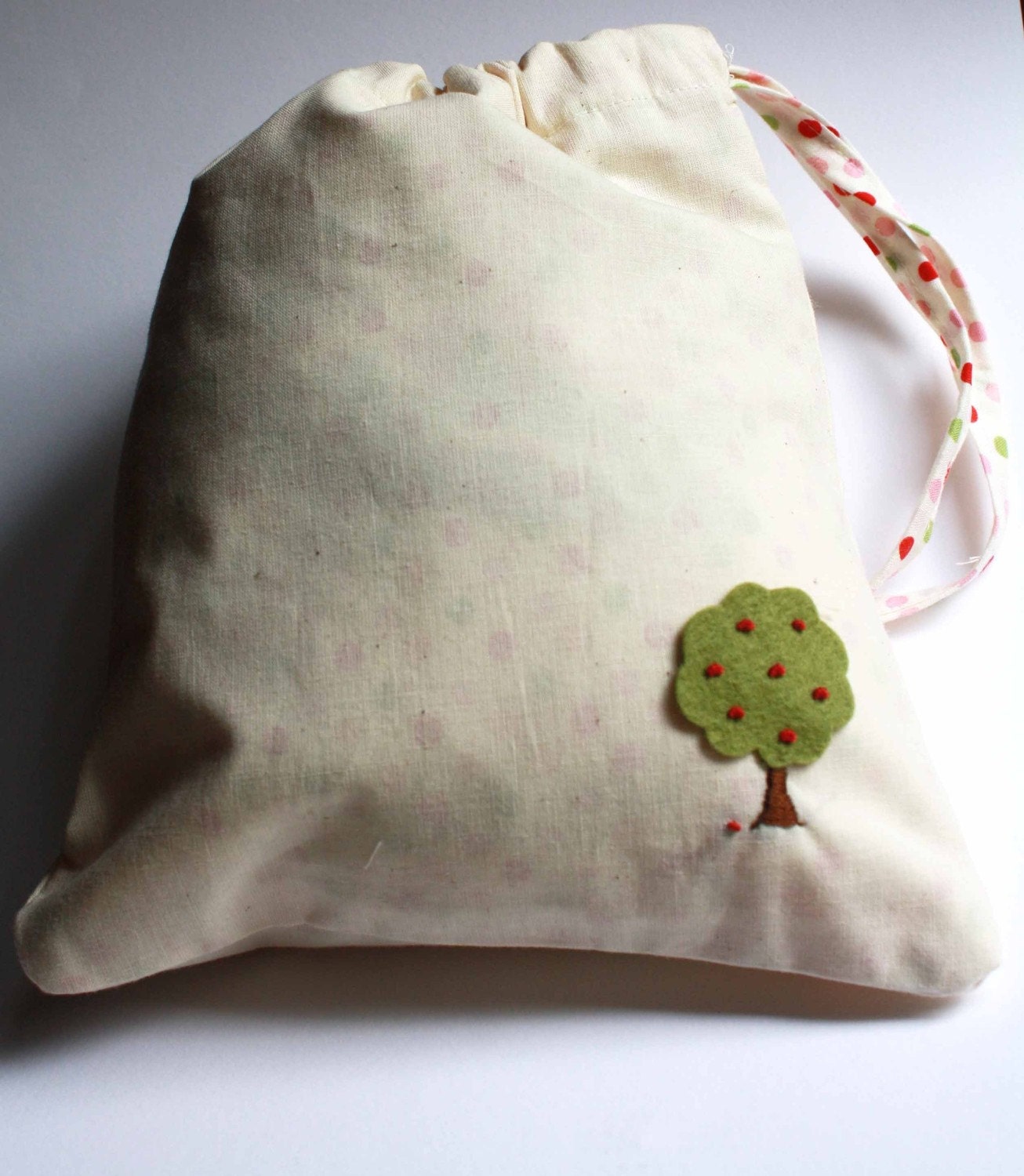 Cherry Tree Bag / Drawstring Lunch Bag / Reusable Fabric Pouch Il_570xn