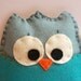 Baby Owl Rattle / Earth Friendly Vintage Blue